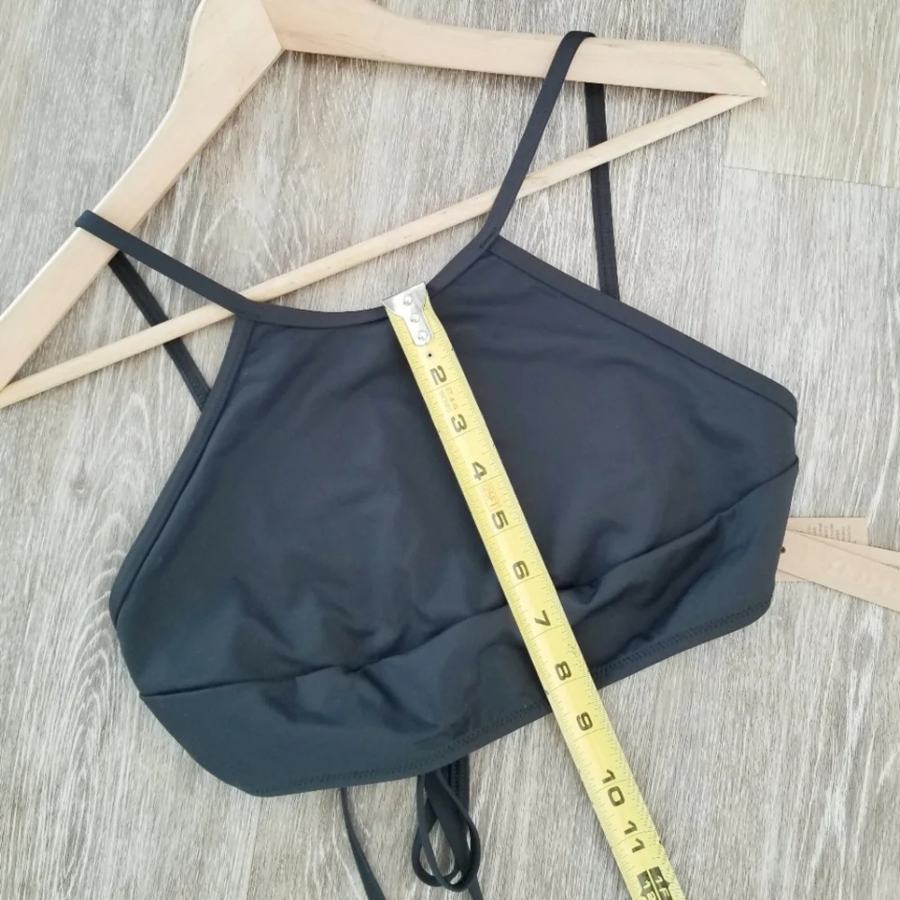 SKIMS High Neck Swim Bikini Crop Top Black Strappy NWT Summer Sexy Vacay Resort
